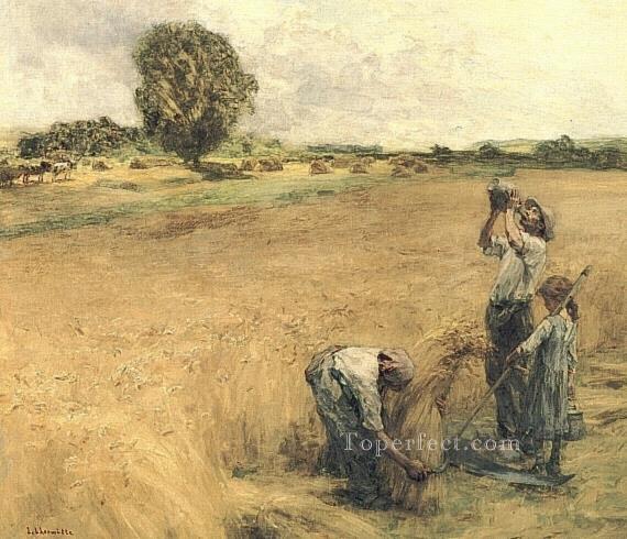 Moissonneur buvant a la gourde ou la Soif escenas rurales campesino Leon Augustin Lhermitte Pintura al óleo